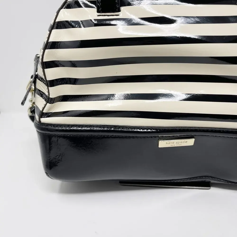 Kate Spade Chelsea Park Porter Patent Leather Handbag Black Cream Bow Crossbody